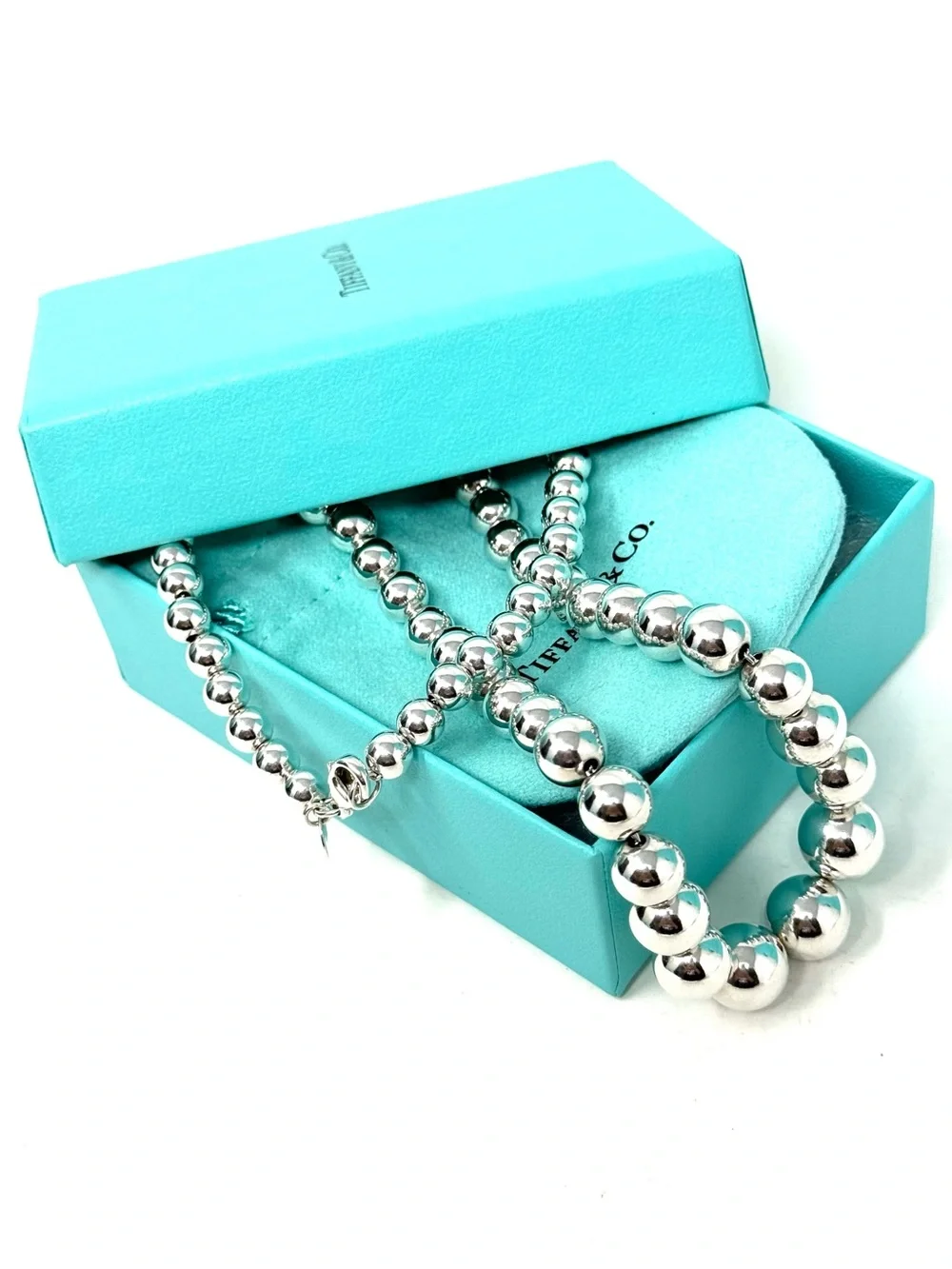 Authentic Tiffany & Co. Graduated Ball Beaded Necklace.